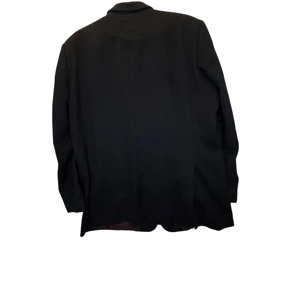 Sarar Mens 52R Blazer Jacket Loro Piana Superfine Wool Black 3 Button Italy